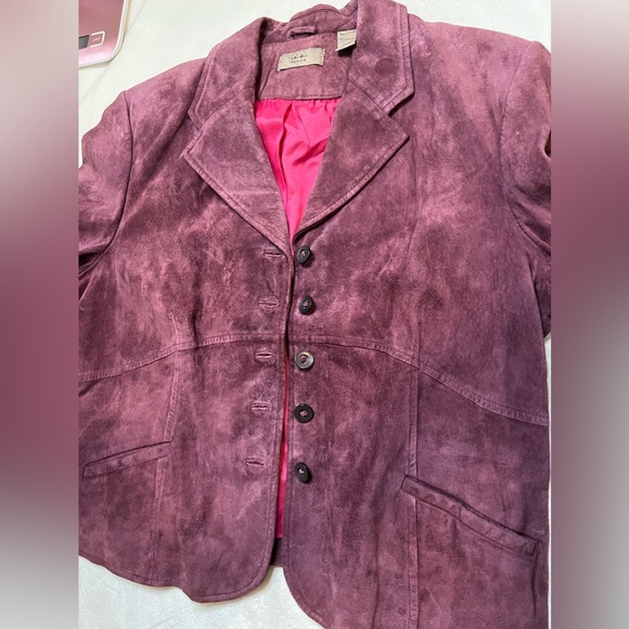 Women's Vintage I.E. Petite Mauve 100% Leather Jacket Size PXL (US 12-14) - Picture 4 of 16